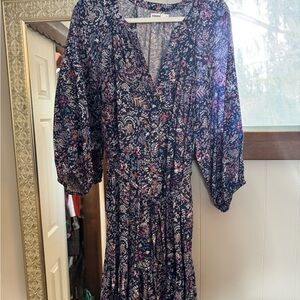 Sonoma Navy Floral Long Sleeve Dress
